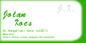 jolan kocs business card